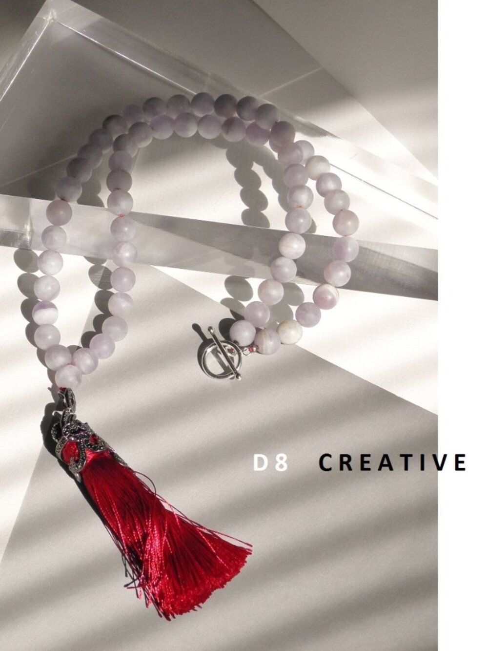 Meditation jewelry-- Frosted amethyst stone with tassel pendant  ncklance